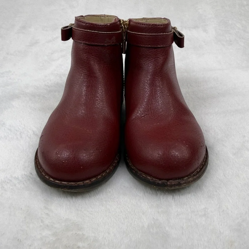Janie and Jack Toddler‎ Burgundy Red Bow Side Zip Ankle Boots Size 7 100047094